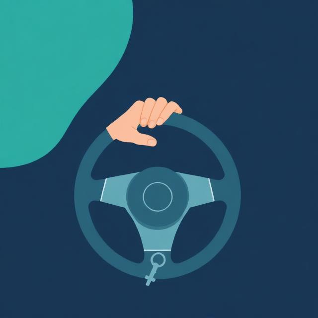 Illustration of a hand resting on a steering wheel