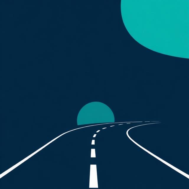 Illustration of an open road at sunrise