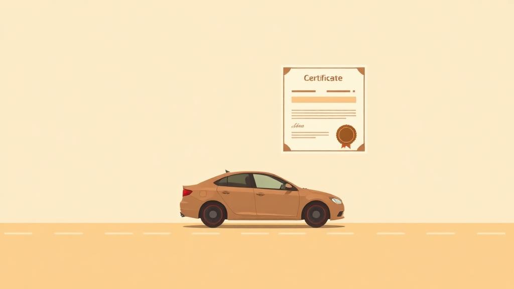 Illustration of a car driving toward a licensed course certificate